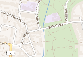 Sokolská v obci Třeboň - mapa ulice