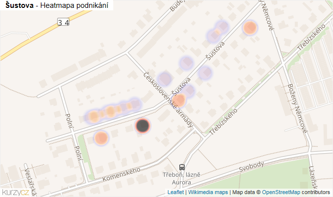 Mapa Šustova - Firmy v ulici.