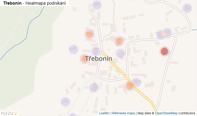 Mapa Třebonín - Firmy v části obce.