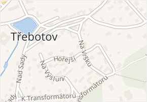 Hořejší v obci Třebotov - mapa ulice