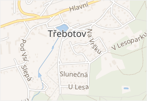 Na Výsluní v obci Třebotov - mapa ulice