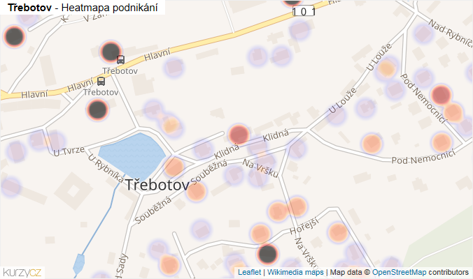 Mapa Třebotov - Firmy v části obce.