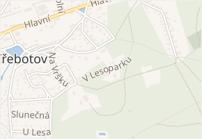 V Lesoparku v obci Třebotov - mapa ulice