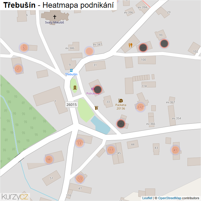 Mapa Třebušín - Firmy v obci.