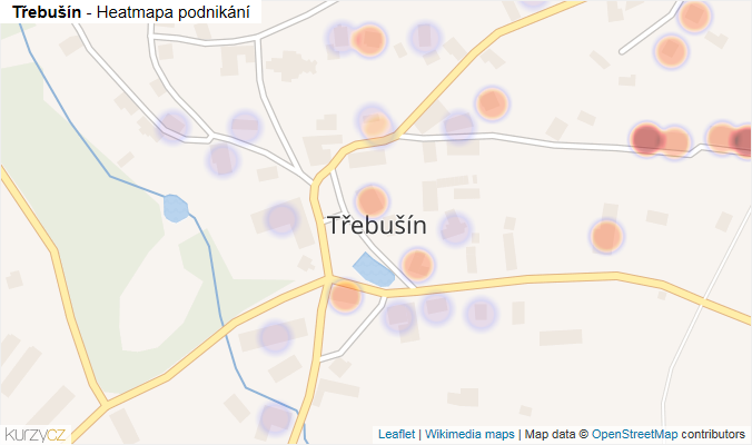 Mapa Třebušín - Firmy v části obce.