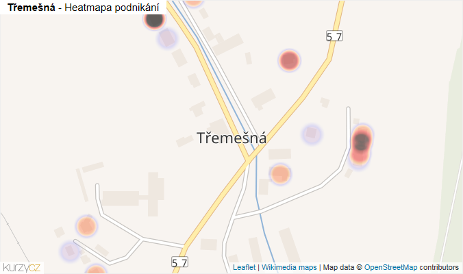 Mapa Třemešná - Firmy v části obce.