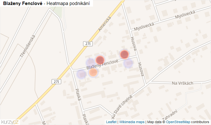 Mapa Blaženy Fenclové - Firmy v ulici.