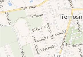 Březová v obci Třemošná - mapa ulice