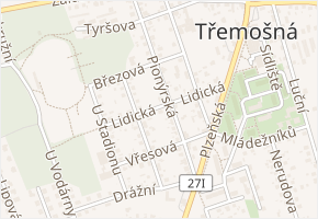 Lidická v obci Třemošná - mapa ulice
