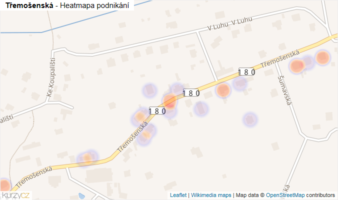 Mapa Třemošenská - Firmy v ulici.