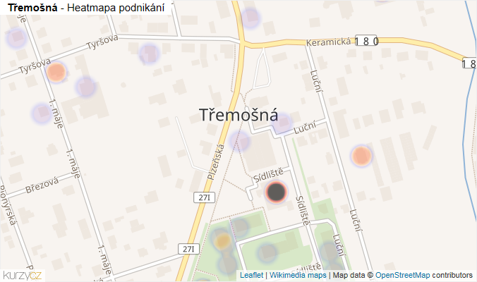 Mapa Třemošná - Firmy v části obce.