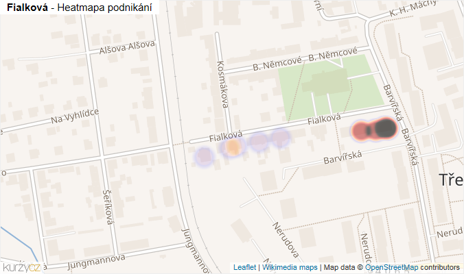 Mapa Fialková - Firmy v ulici.