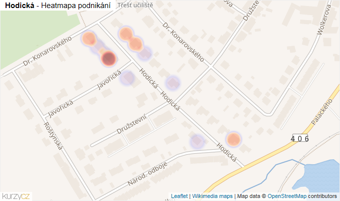 Mapa Hodická - Firmy v ulici.