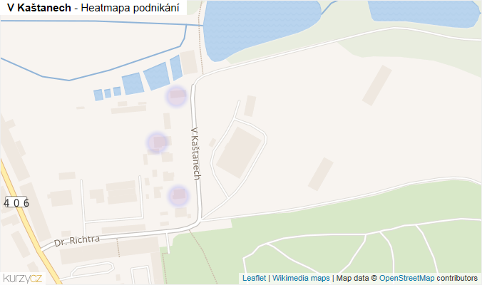 Mapa V Kaštanech - Firmy v ulici.