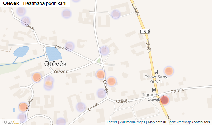Mapa Otěvěk - Firmy v části obce.