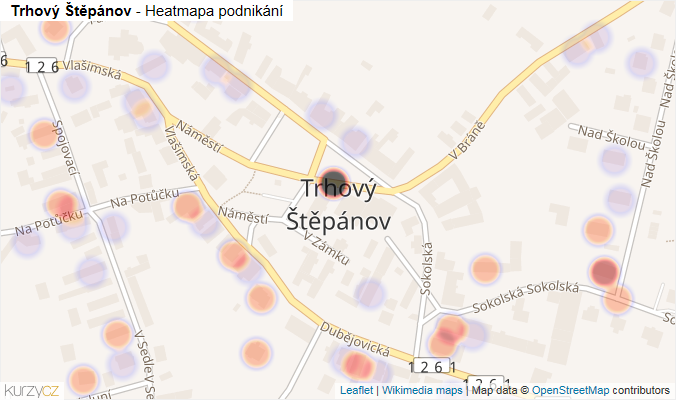 Mapa Trhový Štěpánov - Firmy v části obce.