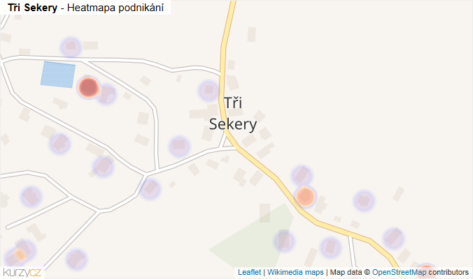 Mapa Tři Sekery - Firmy v části obce.