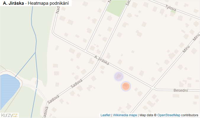 Mapa A. Jiráska - Firmy v ulici.