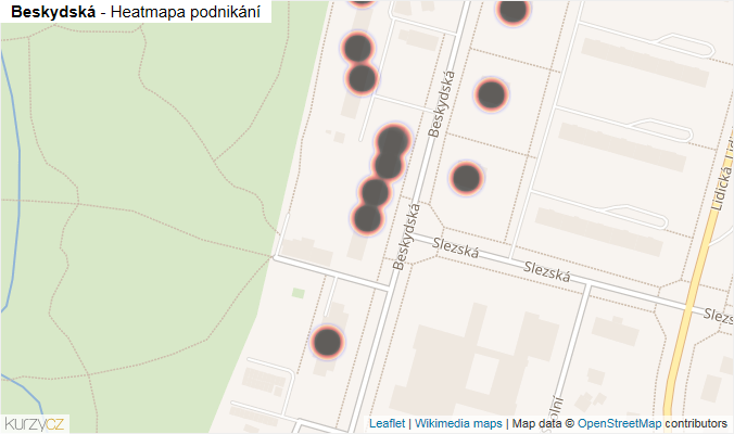 Mapa Beskydská - Firmy v ulici.
