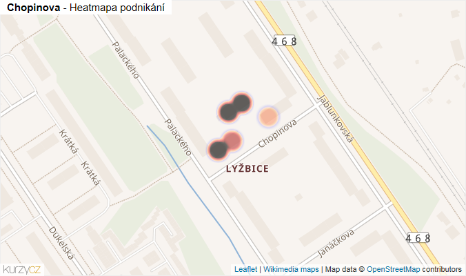 Mapa Chopinova - Firmy v ulici.