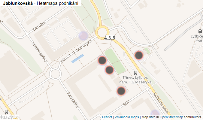Mapa Jablunkovská - Firmy v ulici.
