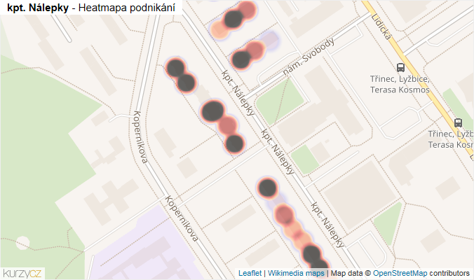 Mapa kpt. Nálepky - Firmy v ulici.