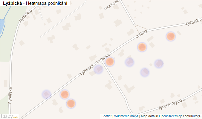 Mapa Lyžbická - Firmy v ulici.