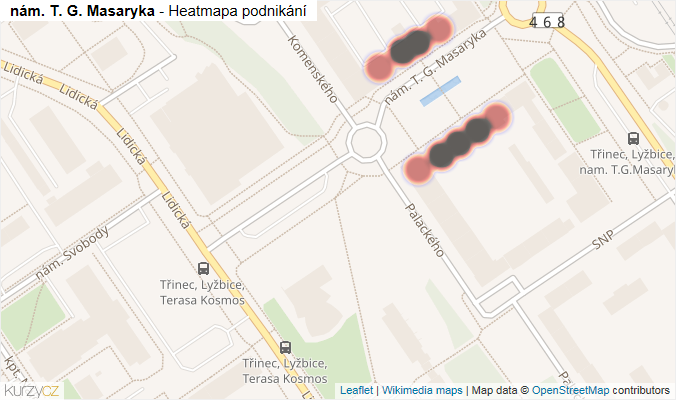 Mapa nám. T. G. Masaryka - Firmy v ulici.