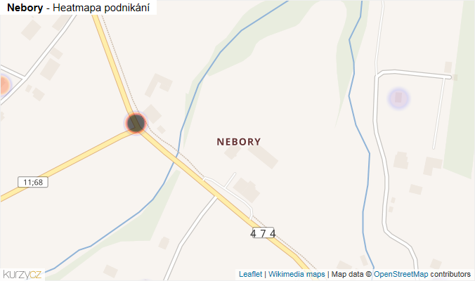 Mapa Nebory - Firmy v části obce.