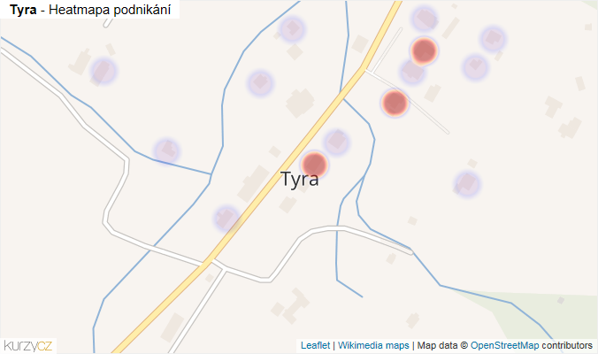Mapa Tyra - Firmy v části obce.