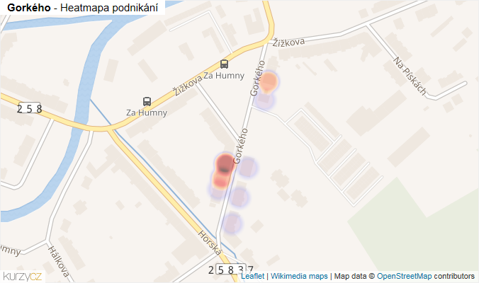 Mapa Gorkého - Firmy v ulici.