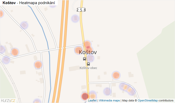Mapa Koštov - Firmy v části obce.