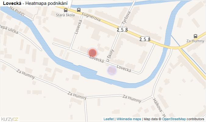 Mapa Lovecká - Firmy v ulici.