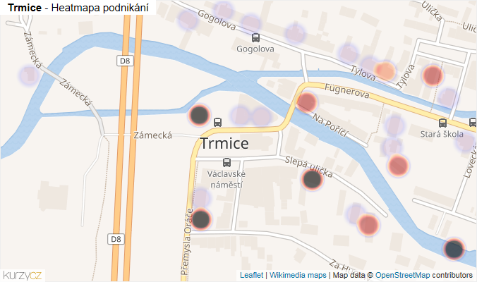 Mapa Trmice - Firmy v části obce.