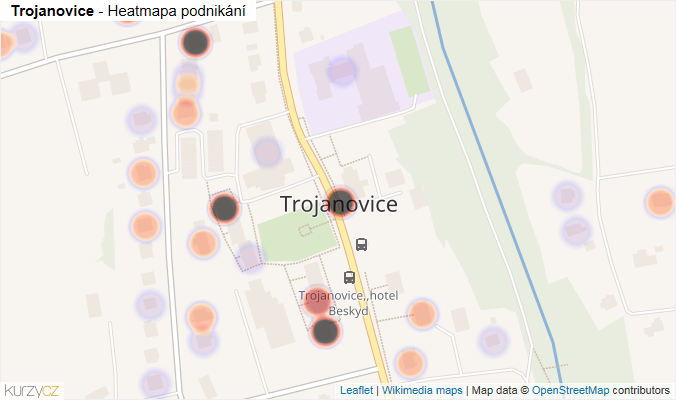 Mapa Trojanovice - Firmy v části obce.
