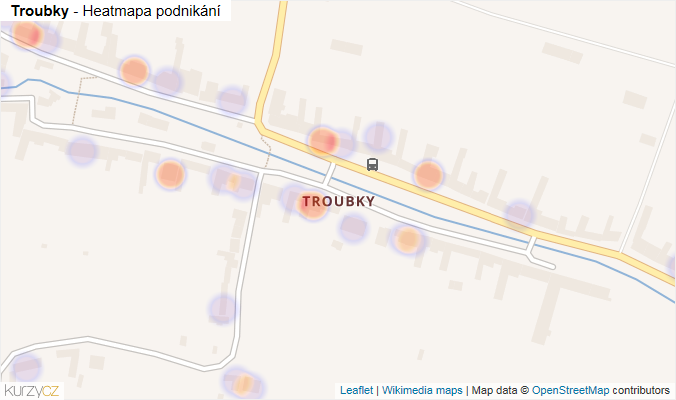 Mapa Troubky - Firmy v části obce.