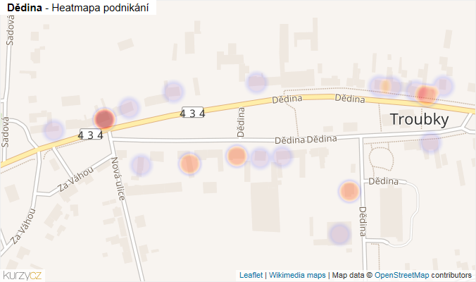 Mapa Dědina - Firmy v ulici.