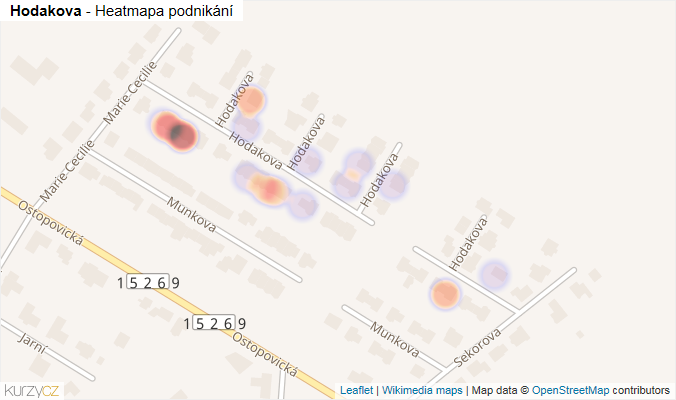 Mapa Hodakova - Firmy v ulici.