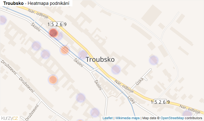 Mapa Troubsko - Firmy v části obce.