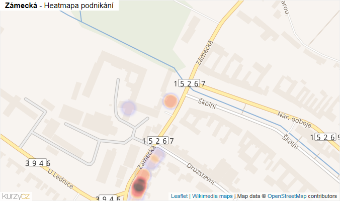 Mapa Zámecká - Firmy v ulici.