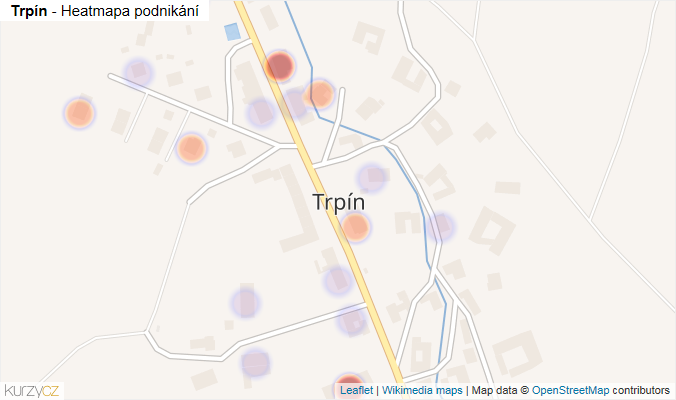Mapa Trpín - Firmy v části obce.
