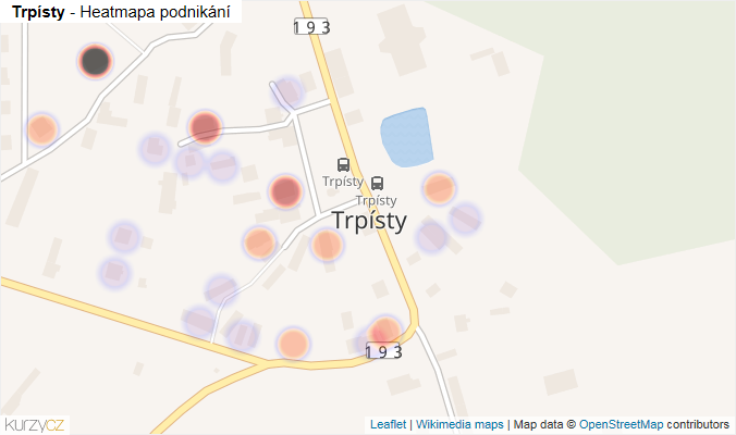 Mapa Trpísty - Firmy v části obce.