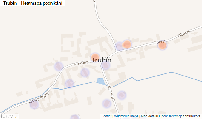 Mapa Trubín - Firmy v části obce.