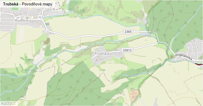 Trubská - záplavové mapy stoleté vody