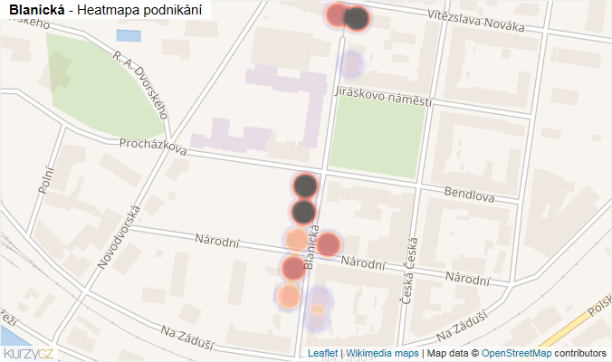 Mapa Blanická - Firmy v ulici.