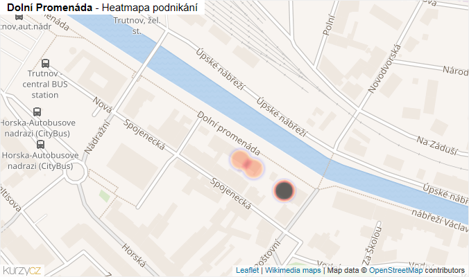 Mapa Dolní promenáda - Firmy v ulici.