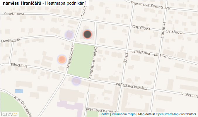 Mapa náměstí Hraničářů - Firmy v ulici.