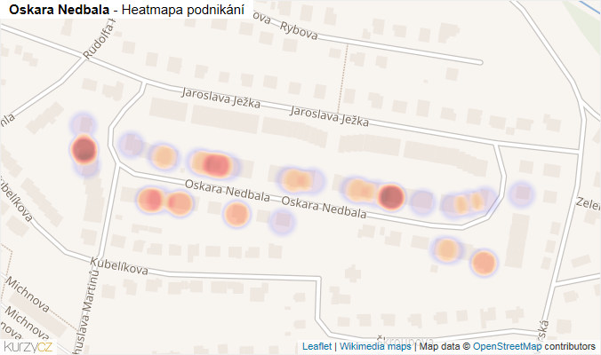 Mapa Oskara Nedbala - Firmy v ulici.