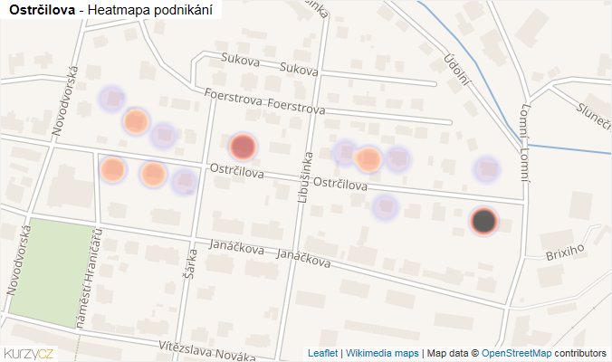 Mapa Ostrčilova - Firmy v ulici.