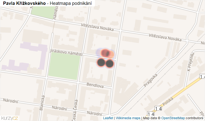 Mapa Pavla Křížkovského - Firmy v ulici.